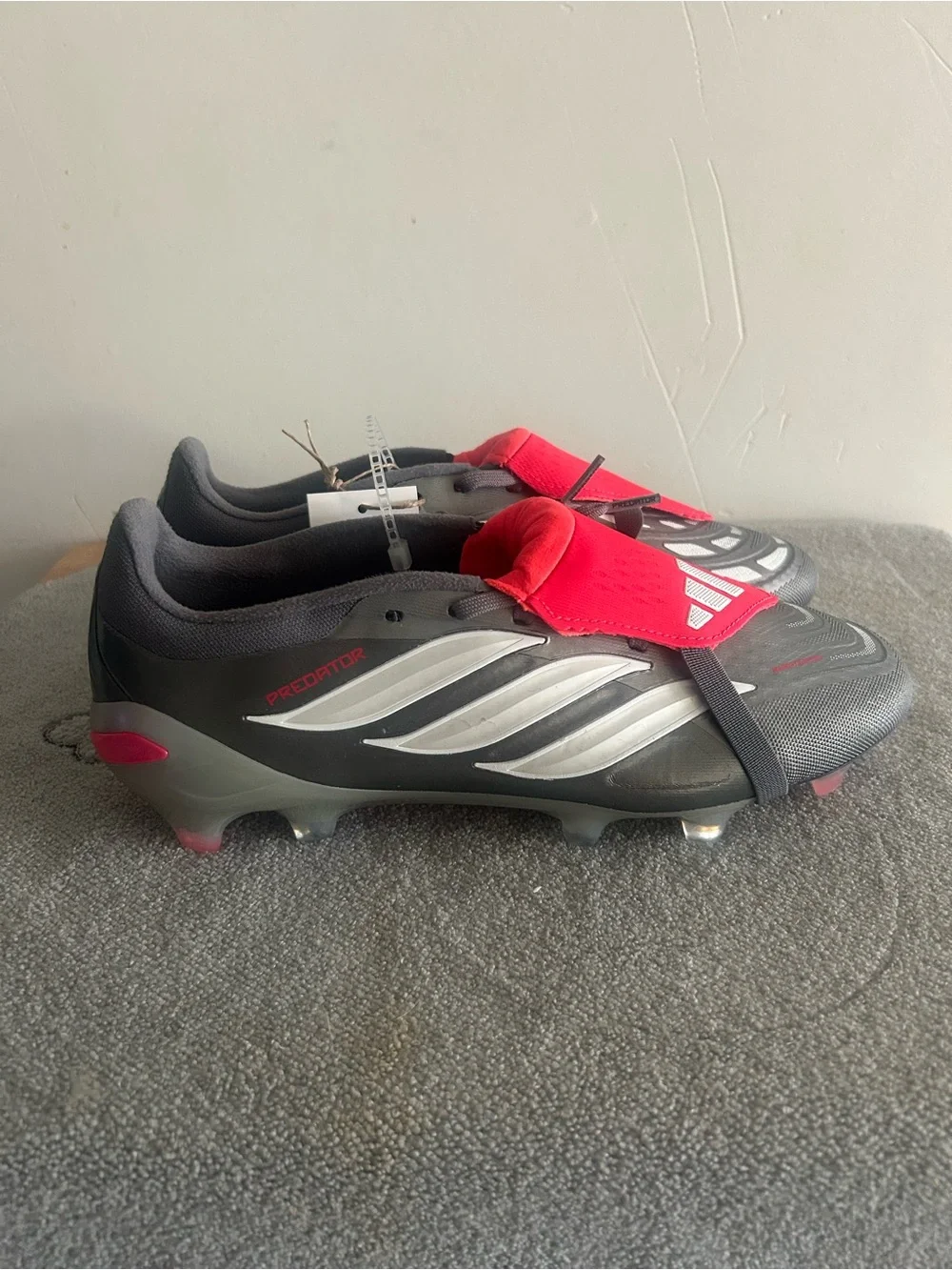 adidas Predator Soccer Cleats in Gray with Pink Accents